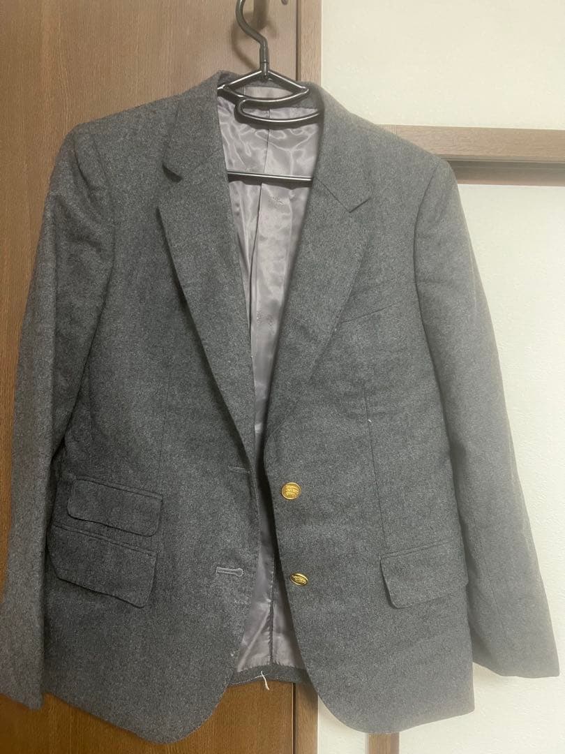 Burberryウール製グレーシングルブレストジャケット　スカートセット