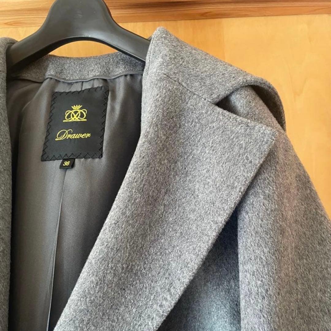 Drawer 2024AW グレー フード付きショートコート＊美品＊
