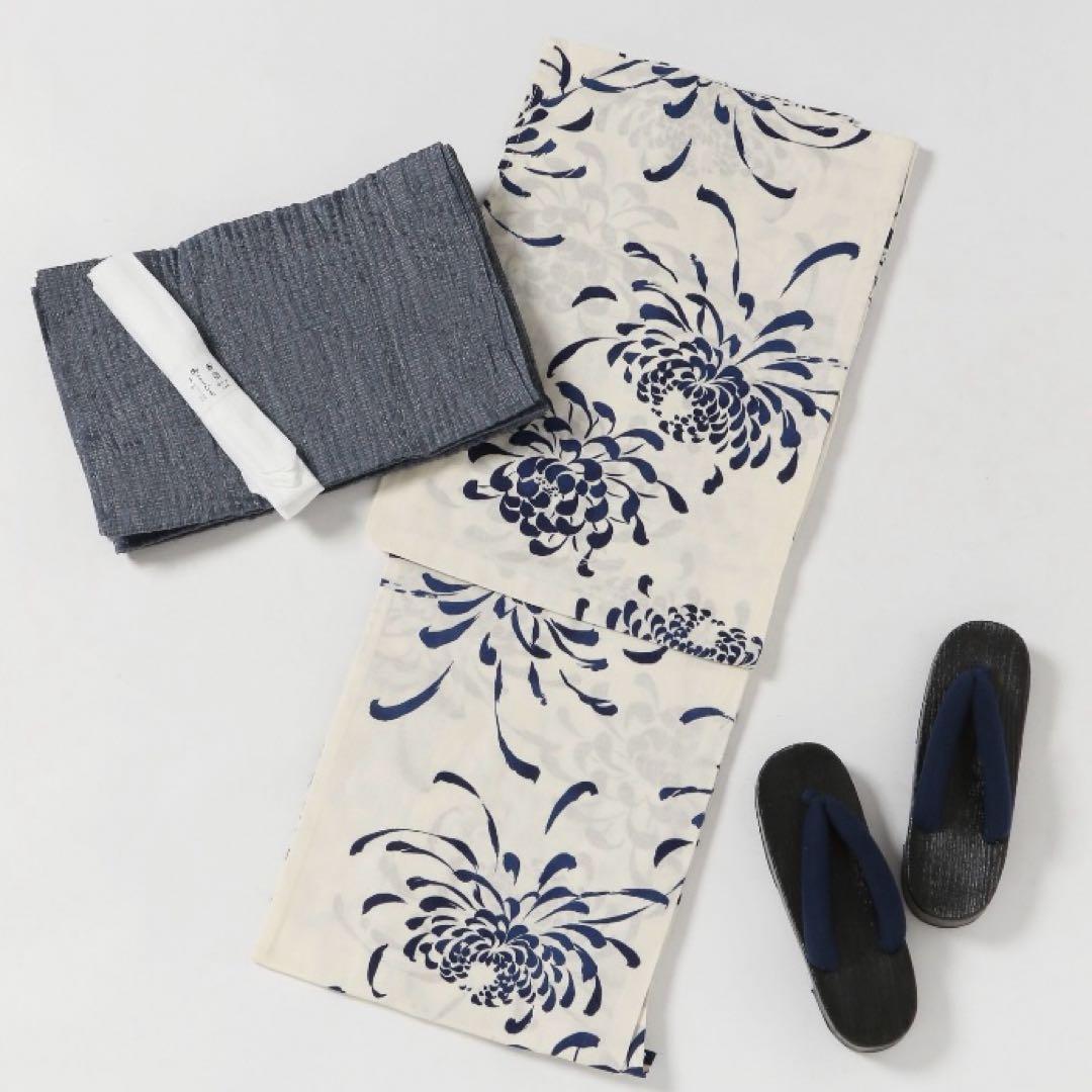 heather 浴衣　菊ホワイト　チュールバッグバッグ　セット