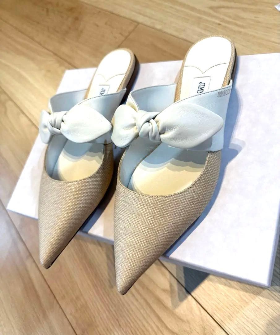 最終価格　ジミーチュウ　リボンフラットミュール　37.5