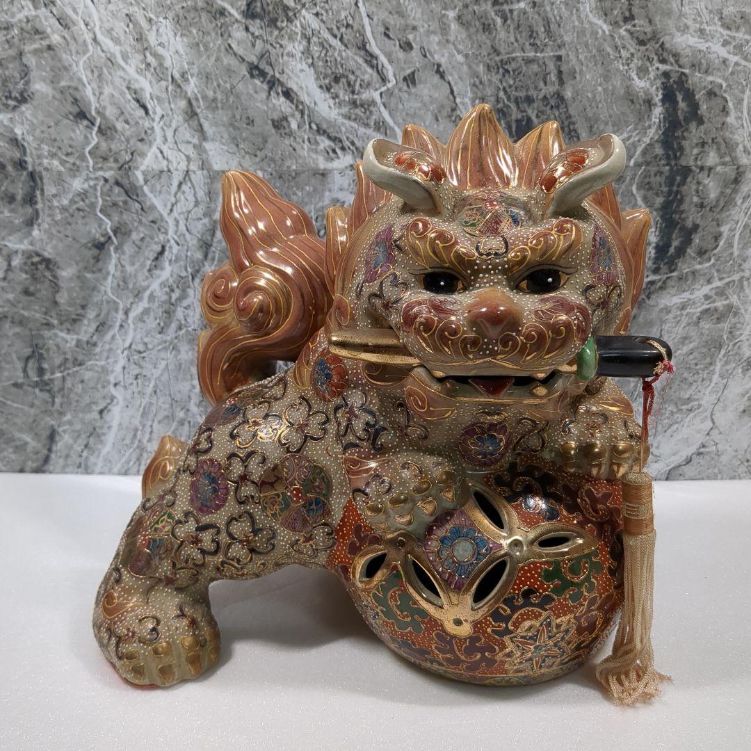 九谷焼 九谷五彩 獅子置物 ペア シーサー 狛犬 一対 縁起物 魔除け 厄除け