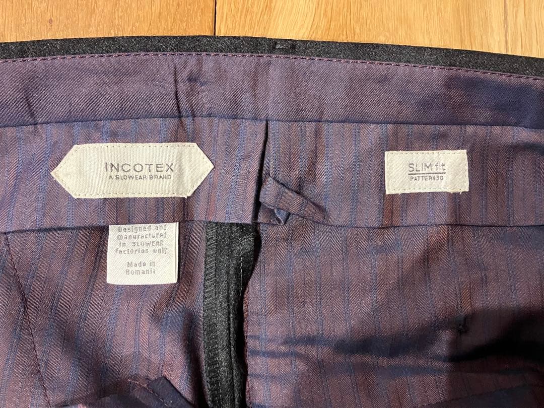 超美品！INCOTEX 1NT035 S100's SLIMFITウールパンツ②