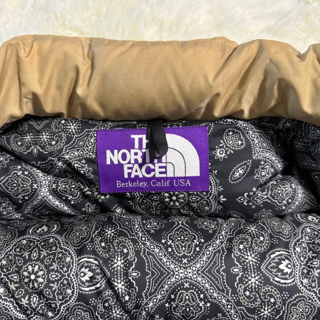【希少】ノースフェイス パープルレーベル ダウンベスト レザー切替 ペイズリー柄