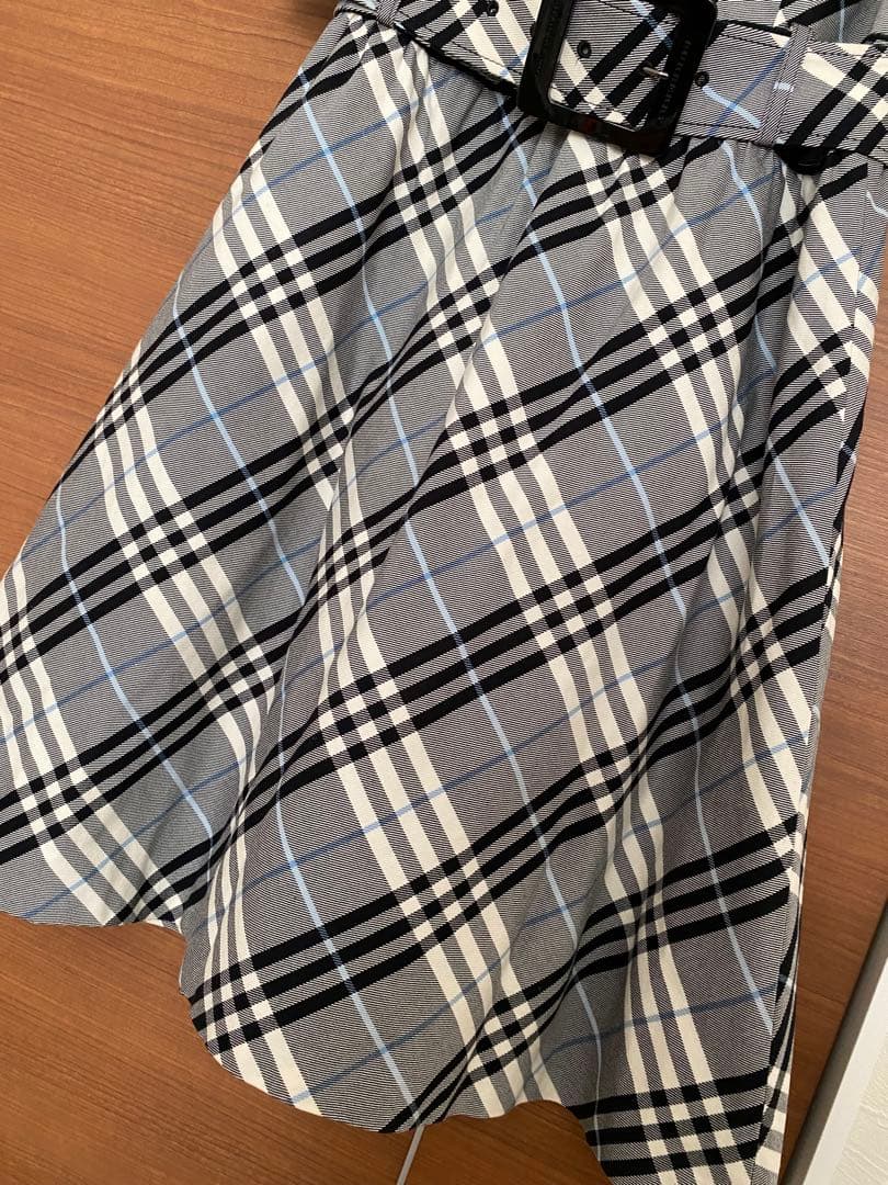 バーバリーブルーレーベル★ノバチェック柄Aラインワンピース ベルト付き