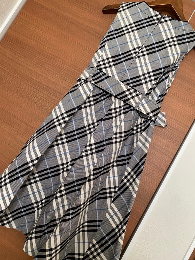 バーバリーブルーレーベル★ノバチェック柄Aラインワンピース ベルト付き