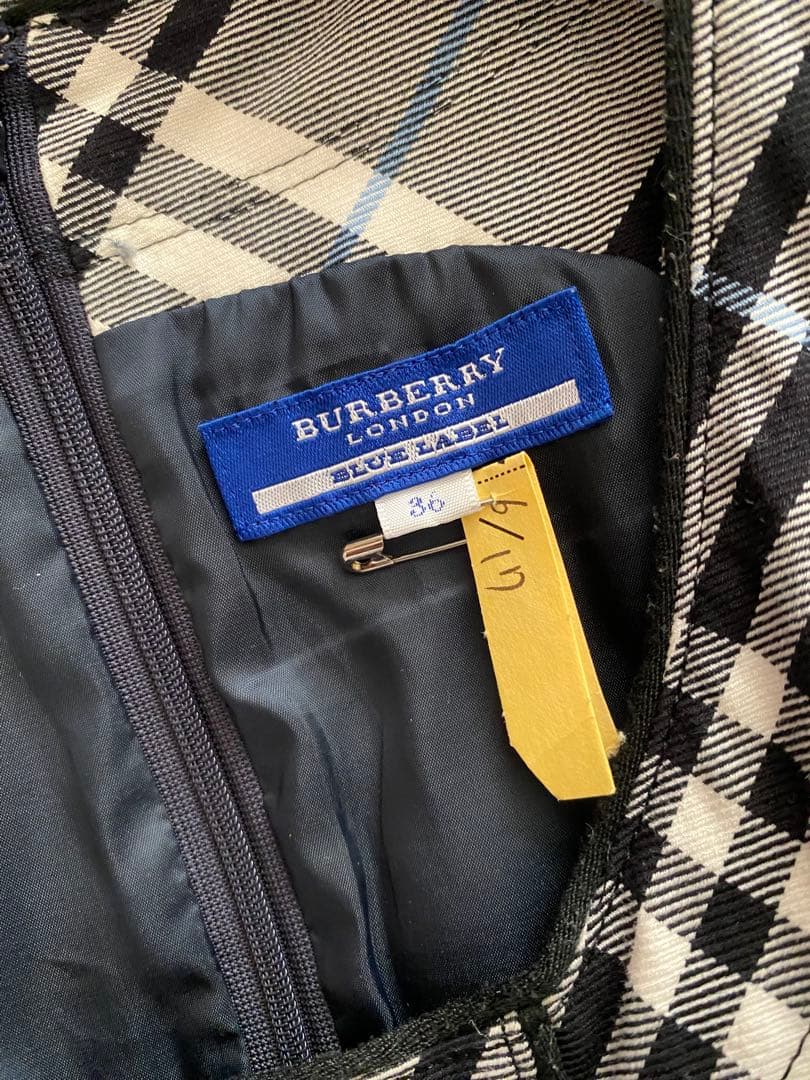 バーバリーブルーレーベル★ノバチェック柄Aラインワンピース ベルト付き
