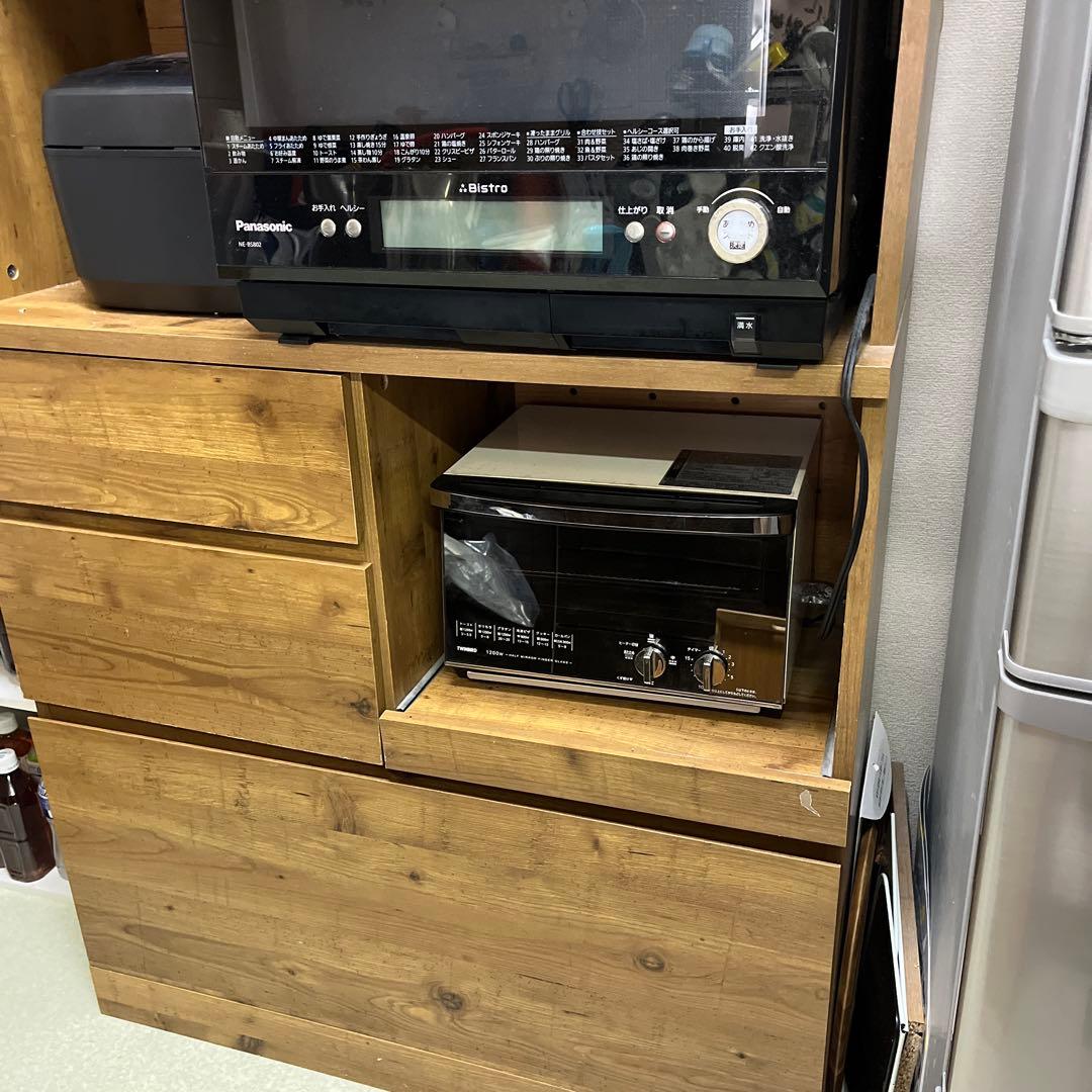 送料込　モダンデコ食器棚 カップボード　木目　ナチュラル　北欧　キッチン収納