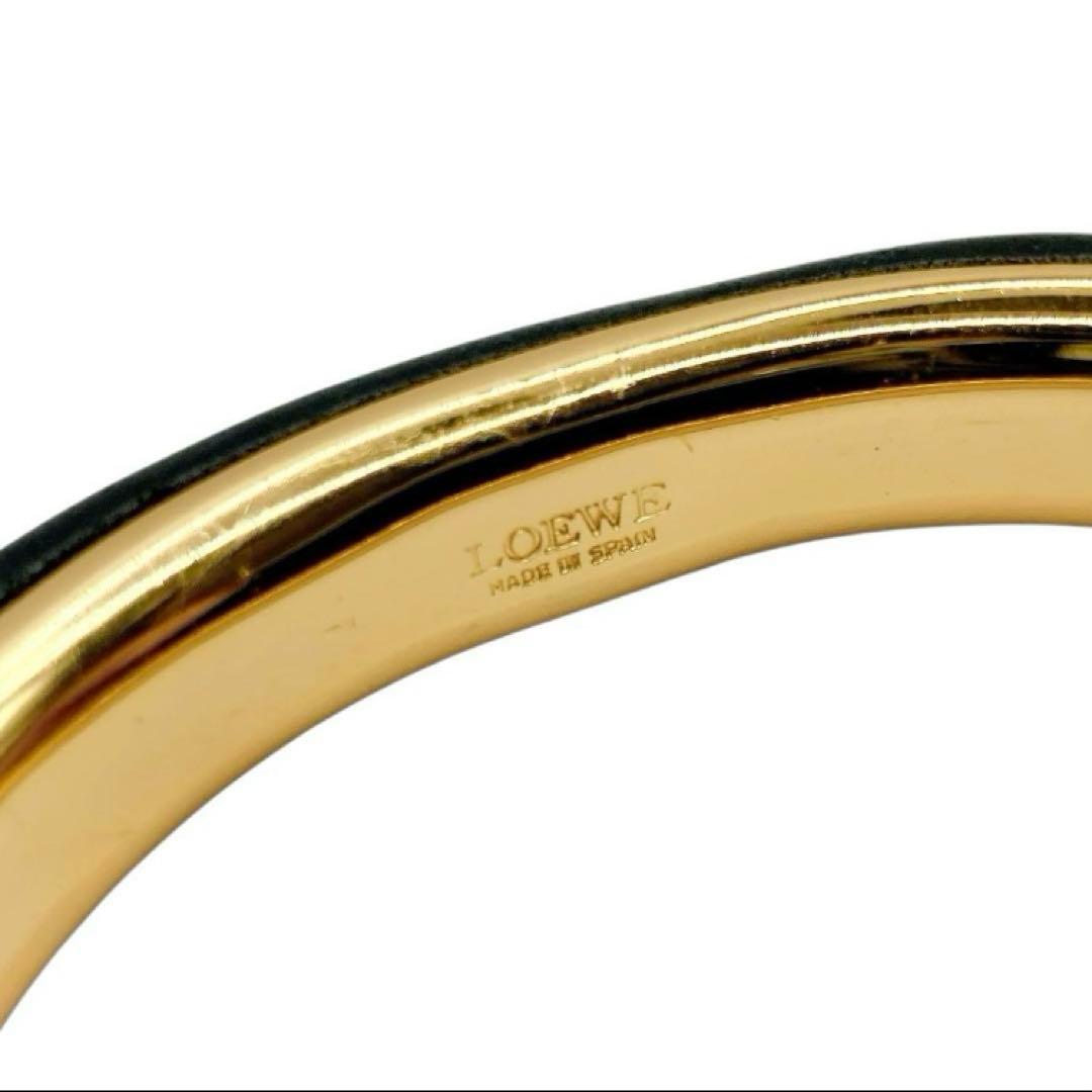 美品✨LOEWE ロエベ　バングル　アナグラム　ゴールド　ブラック　レザー　FS