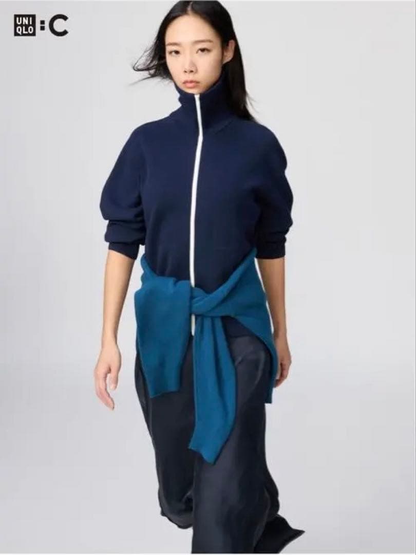 ❤️ユニクロC ミラノリブフルジップカーディガン ◼️ ネイビー ◼️ XL