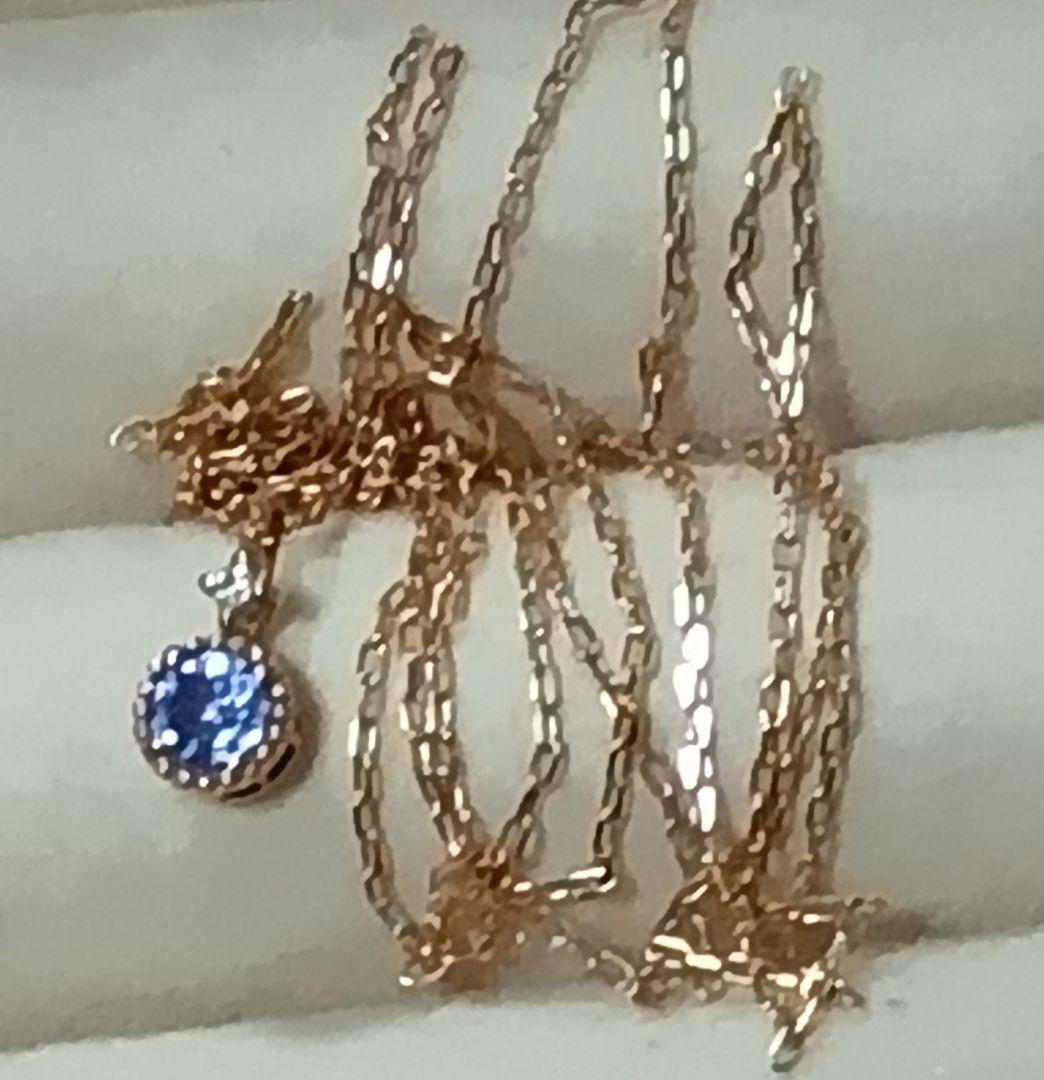 K10ネックレス　K10タンザナイトダイヤネックレス　46cm　トップ取り外し可