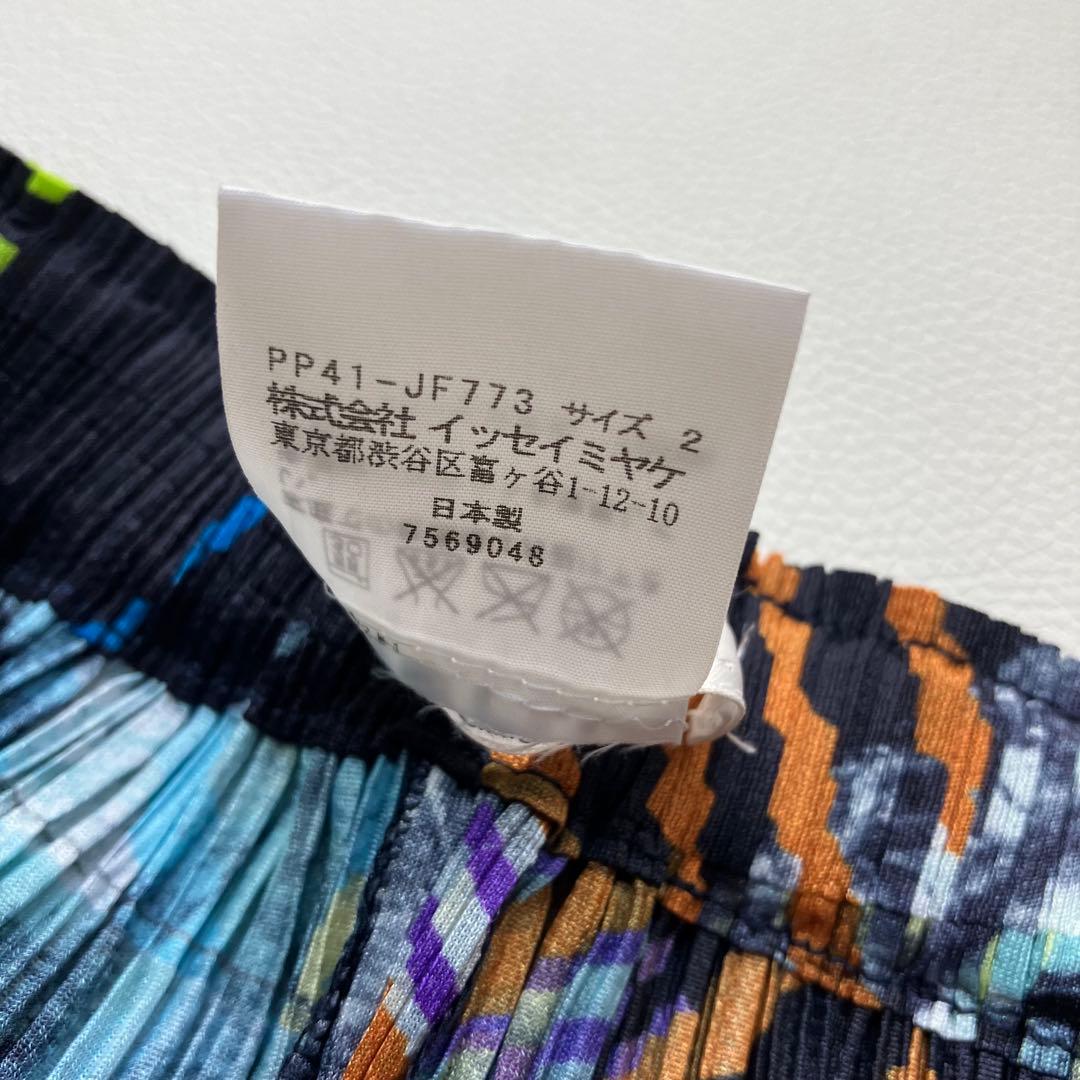 希少　極美品　プリーツプリーズ　マルチカラー　ワイドパンツ　ガウチョパンツ　2