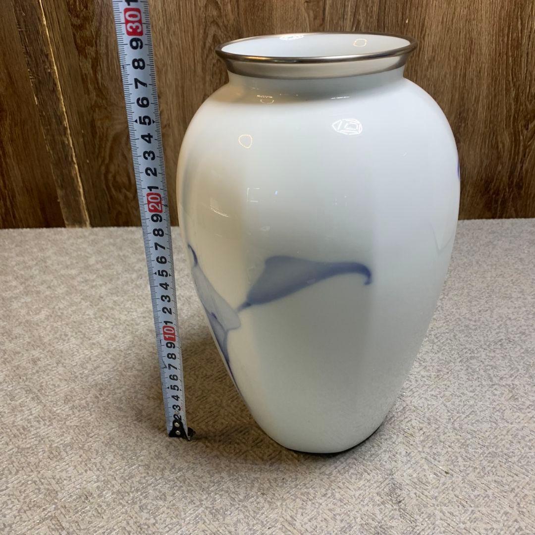 H792\" 大倉陶園 66A/8132 ブルーカラー 28㎝ 花生