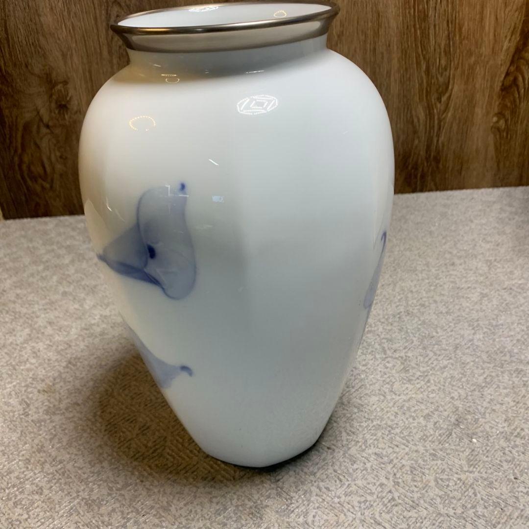 H792\" 大倉陶園 66A/8132 ブルーカラー 28㎝ 花生