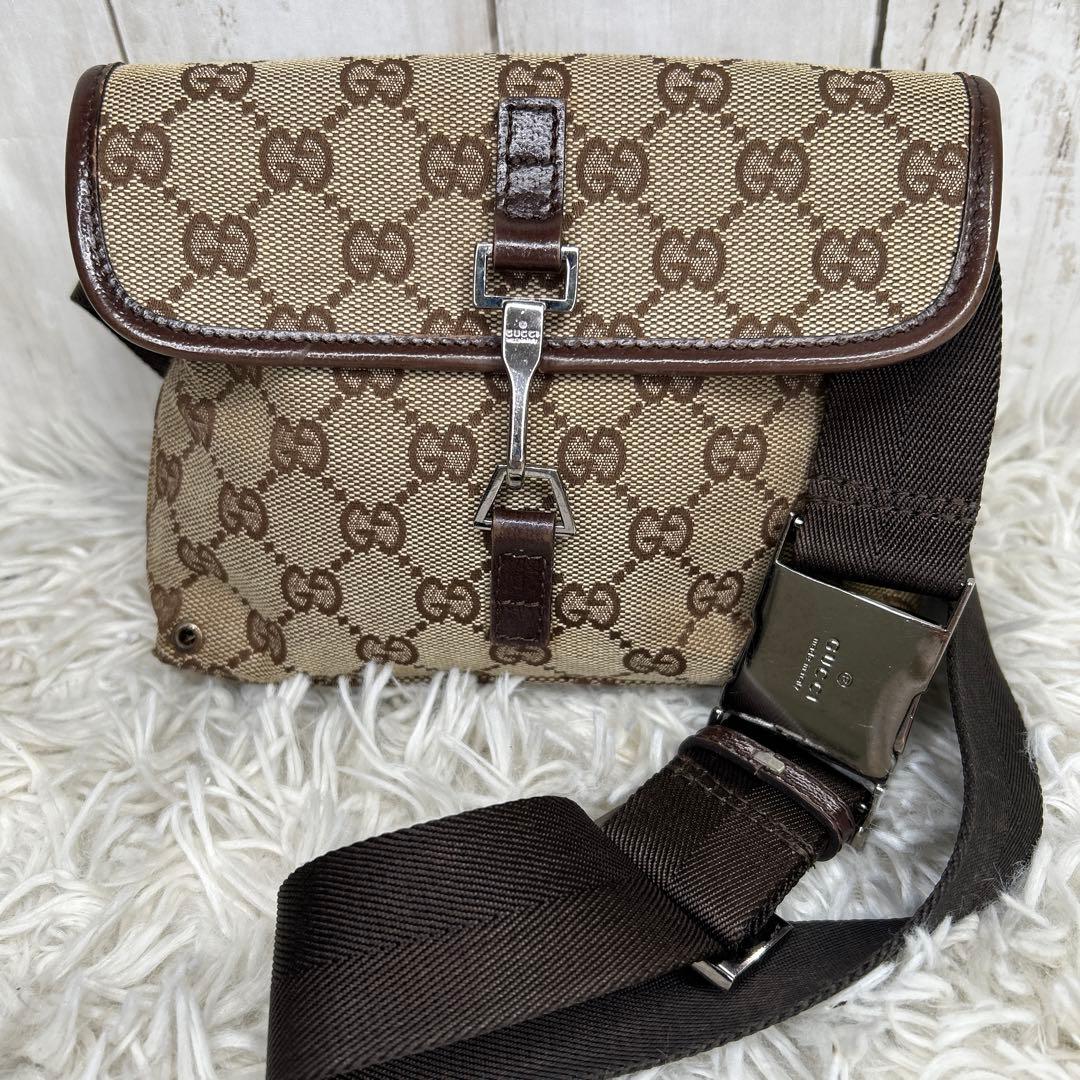 GUCCI GGキャンバス ジャッキー ウエストバッグ ボディーバッグ　茶色