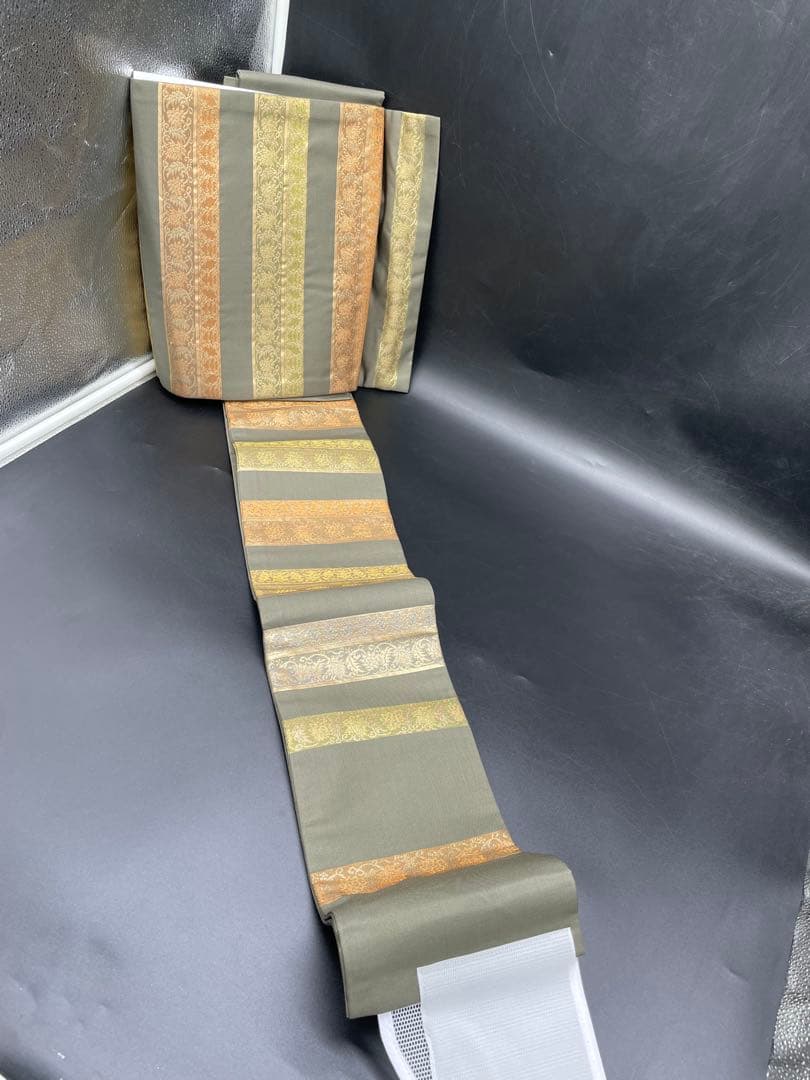 高級　正絹　◇ 作り帯　ワンタッチ　フォーマル　横幅　植物文　293