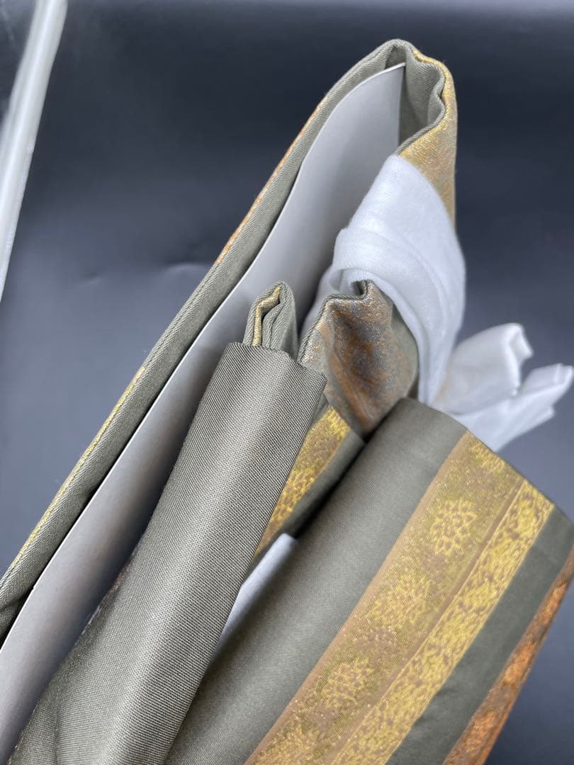 高級　正絹　◇ 作り帯　ワンタッチ　フォーマル　横幅　植物文　293