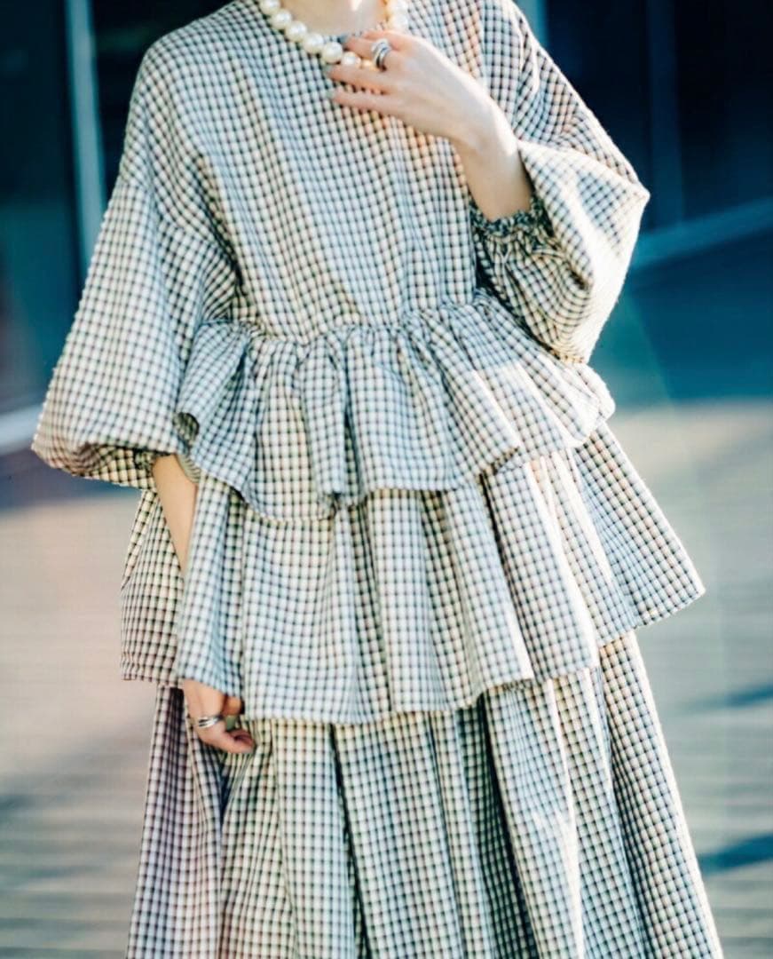 Aya × CAROLINA GLASER / チェック フリルワンピース