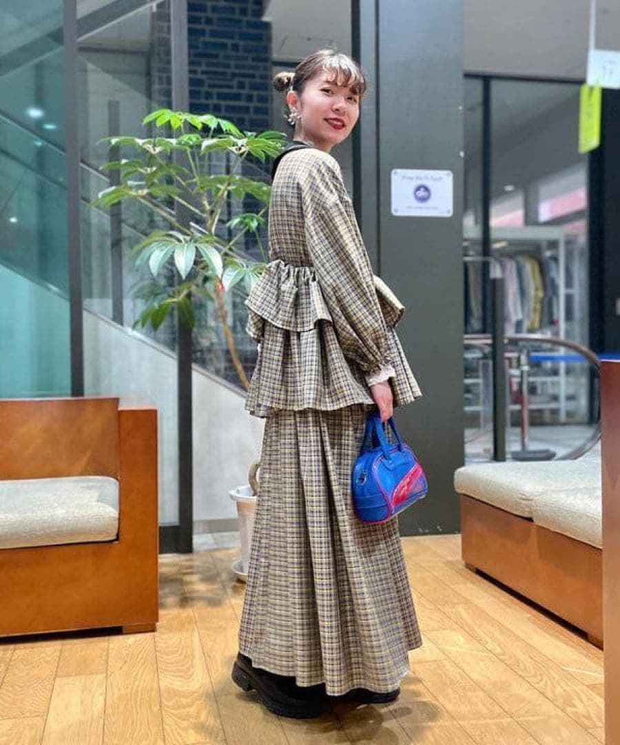 Aya × CAROLINA GLASER / チェック フリルワンピース