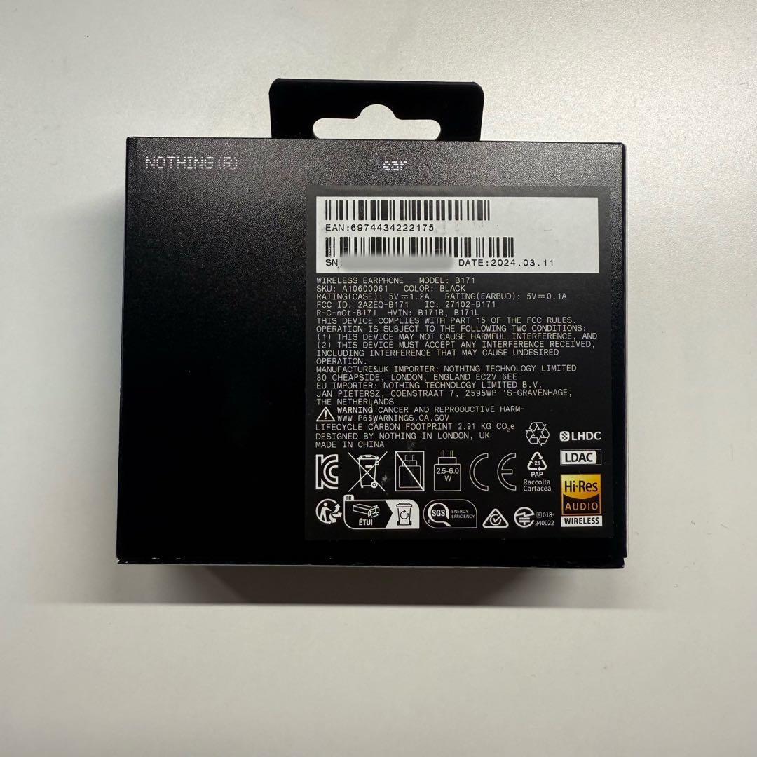 【新品未開封】Nothing Ear 第三世代 黒 保証2026/5