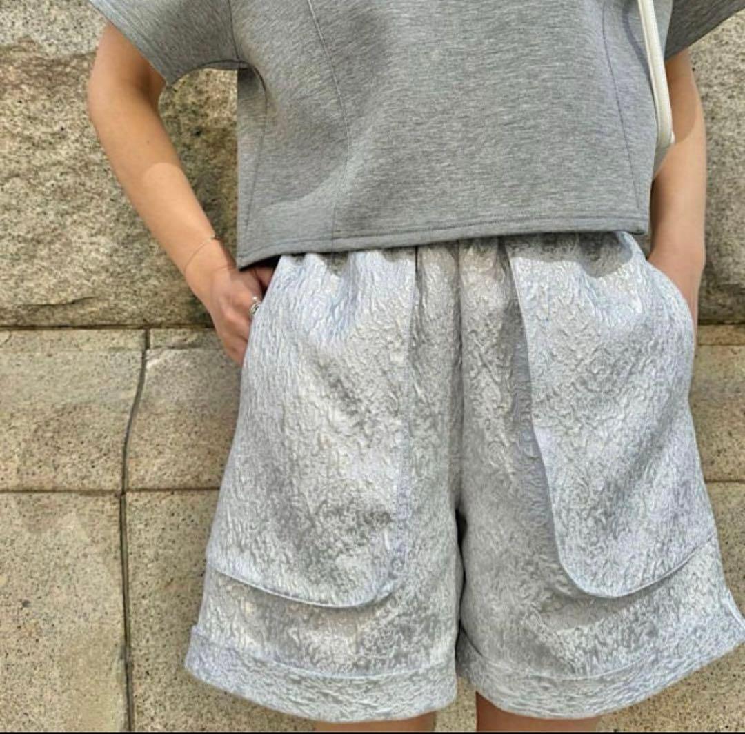 LINKABLE ジャガードショートパンツ【シルバー S】