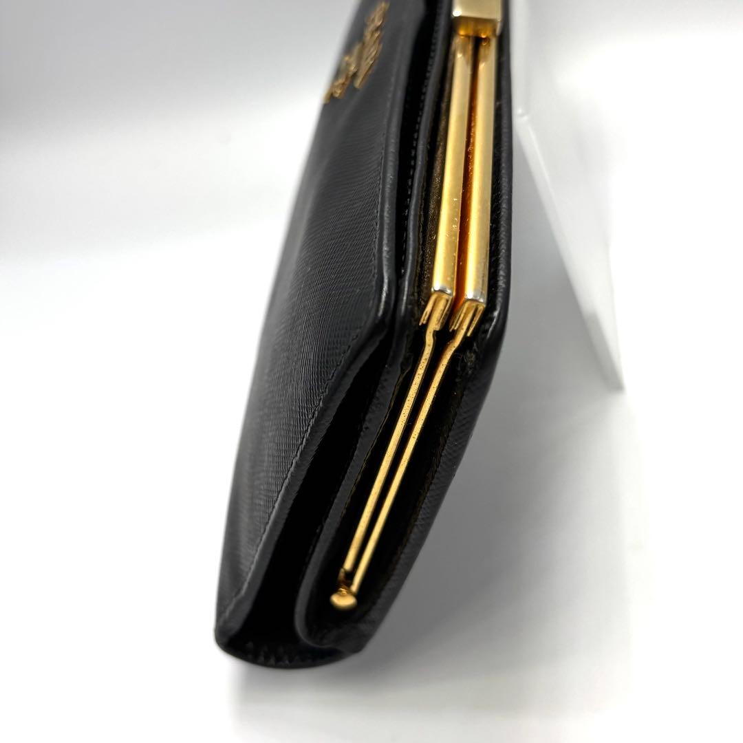 琥珀　　　　PRADA ブラックレザー 長財布　黒　プラダロゴ
