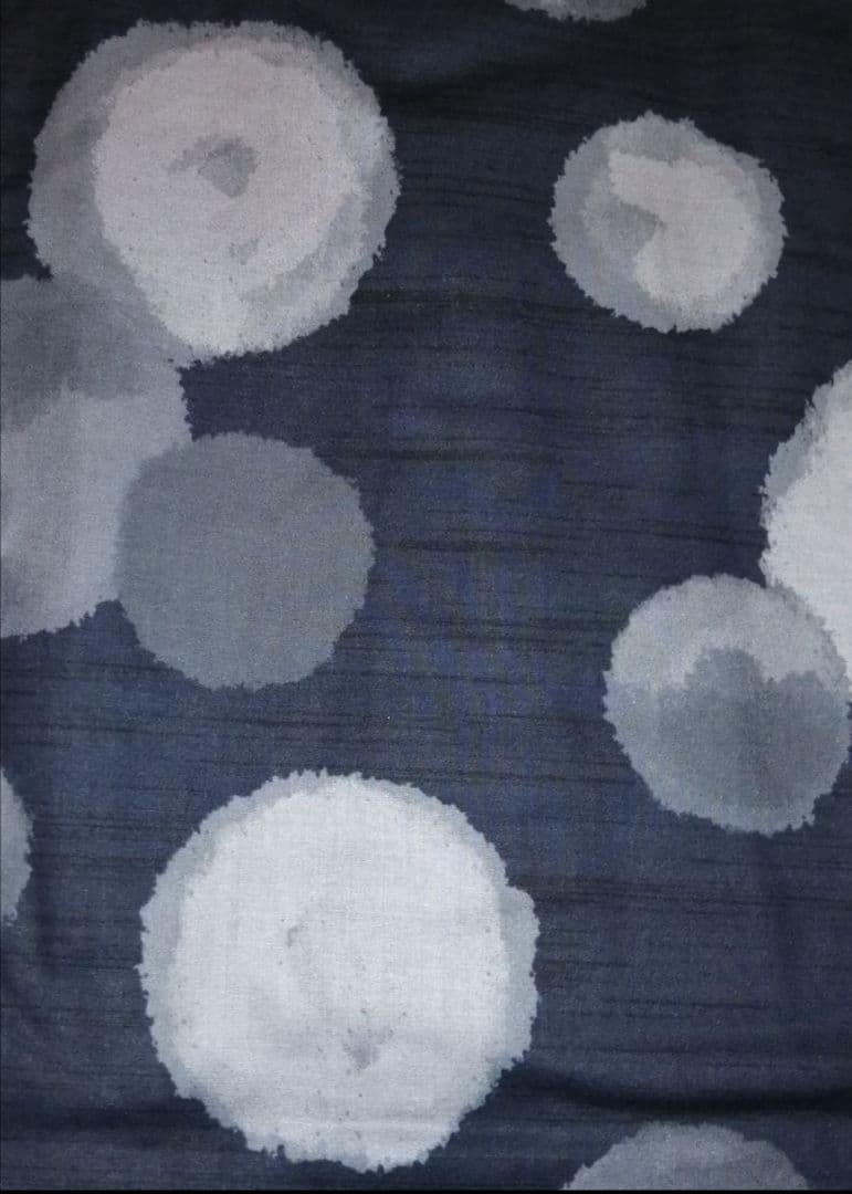 ★新品.未使用品★墨黒に大きな灰色ドット柄★水玉・大人の浴衣★