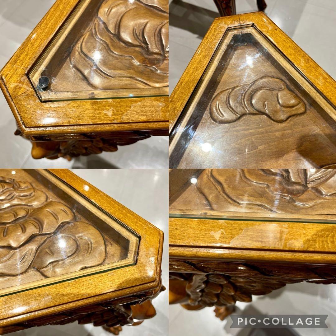 GMIH125◯西洋 アンティーク サイドテーブル コーヒーテーブル 花台 彫刻