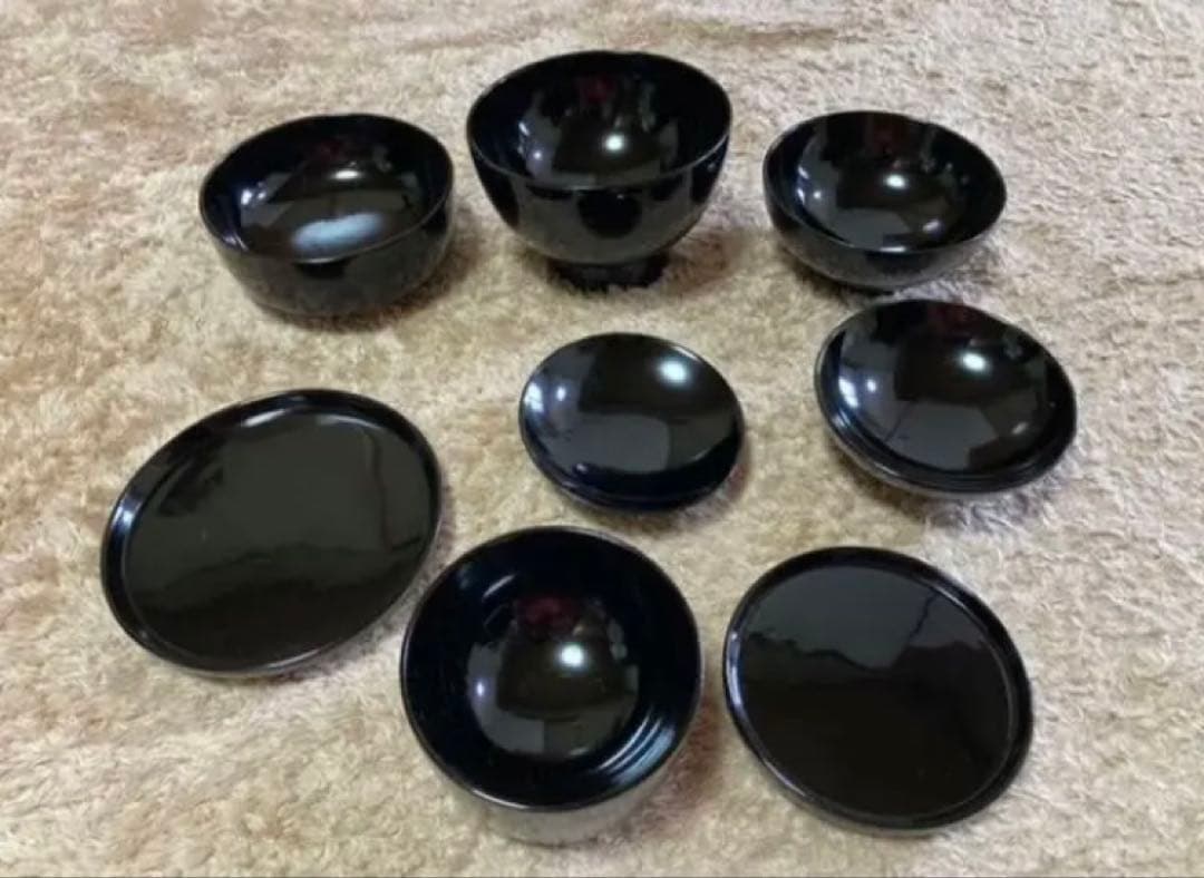 【美品】輪島塗　会席本膳　椀五客　四脚膳　惣黒