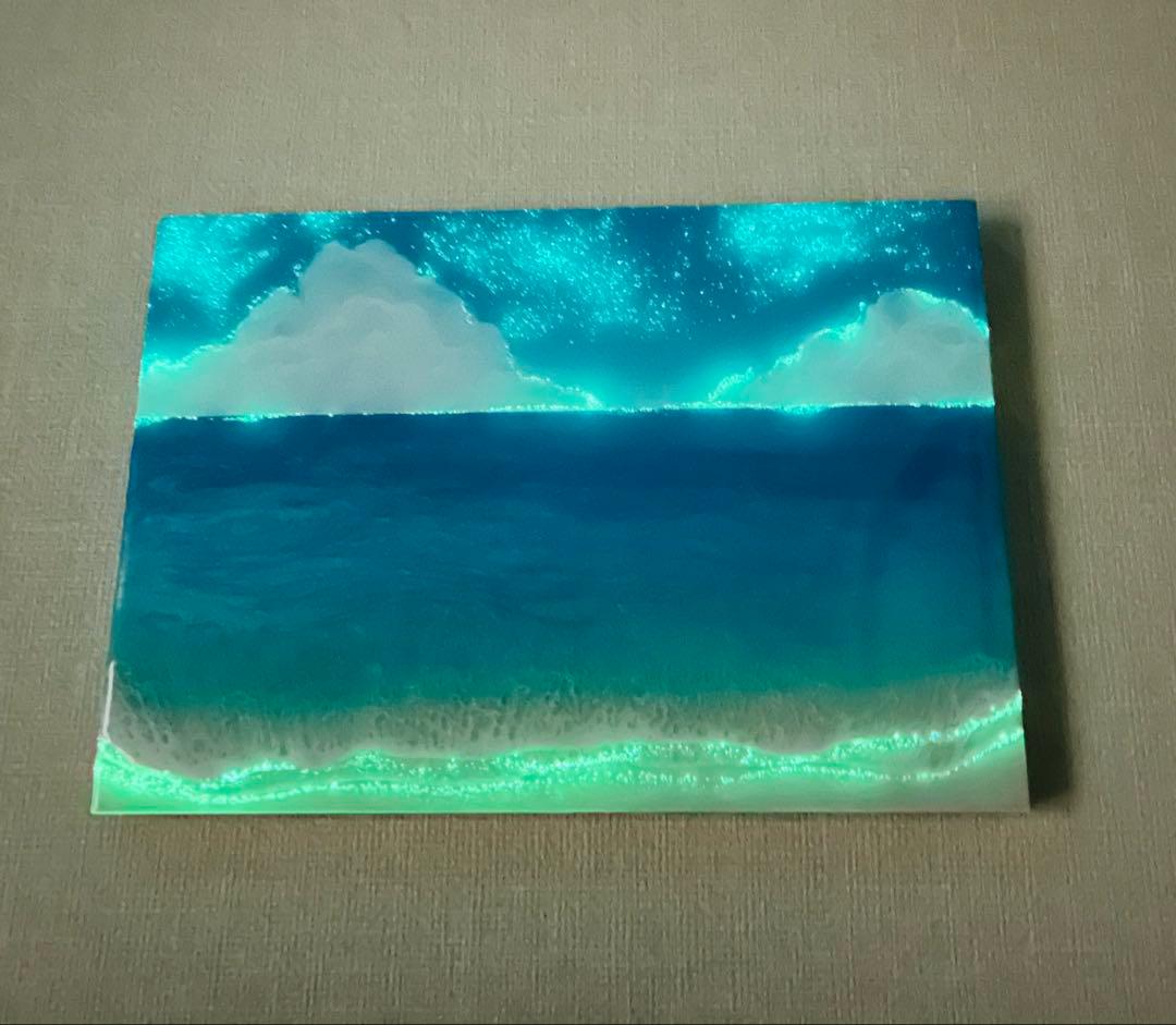 2025蓄光入りオーシャンレジンアート(A3パネル)No.13