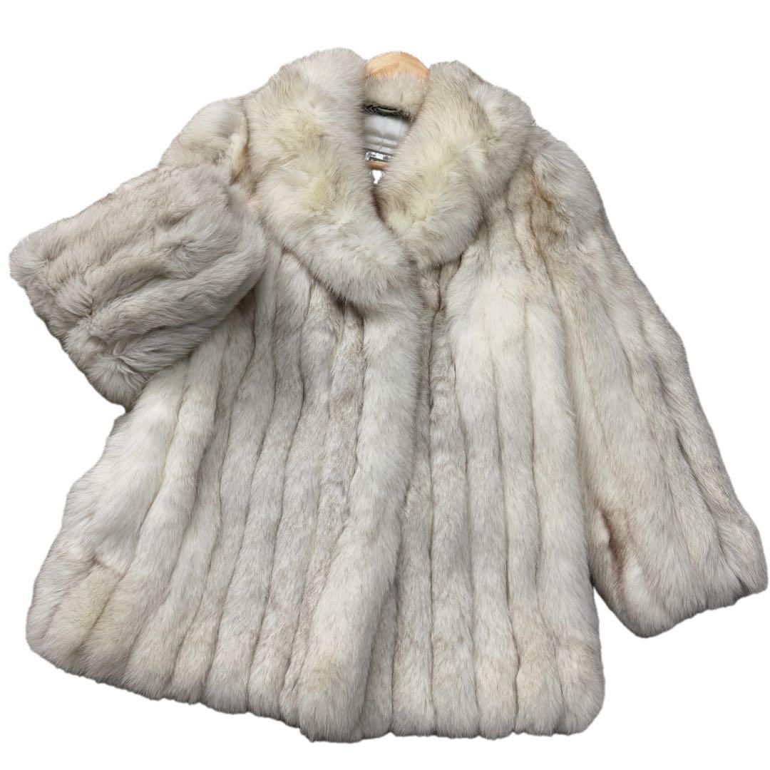 美品　サガフォックス　ブルーフォックス　XL相当　ファーコート　柔らか毛並み