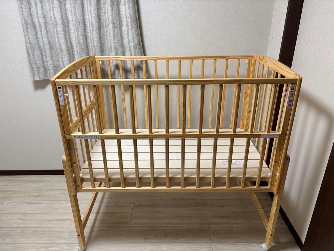 nommoc 木製　Wオープンハイタイプベビーベッド キャスター付き