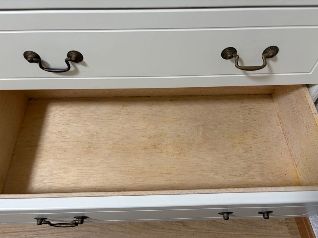 も*送様 アンティーク　ロココ調　ホワイト木製チェスト　フレンチカントリー