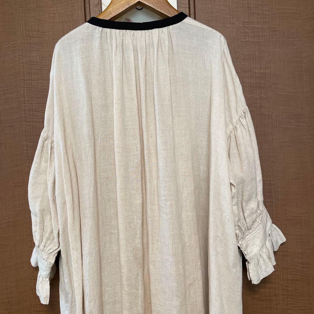 極美品nest Robeネストローブ　リネンスモックドレスワンピース