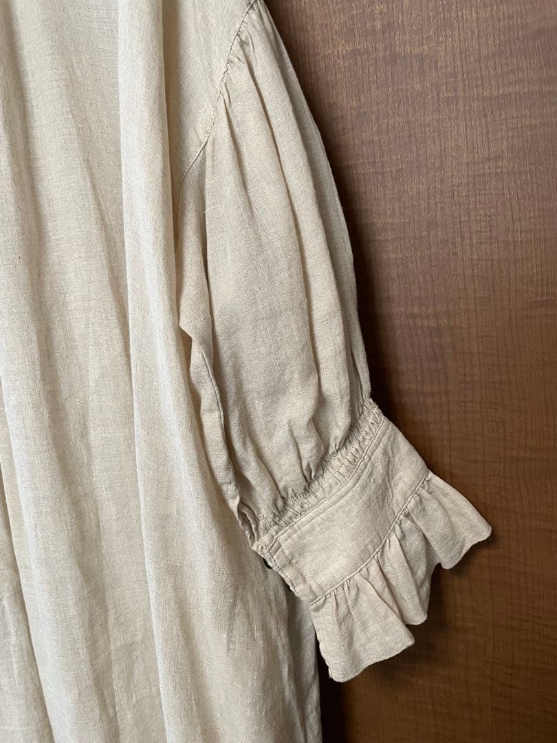 極美品nest Robeネストローブ　リネンスモックドレスワンピース