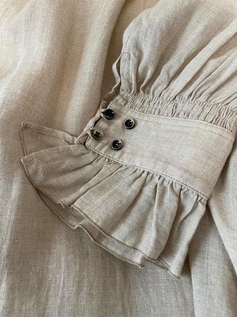 極美品nest Robeネストローブ　リネンスモックドレスワンピース