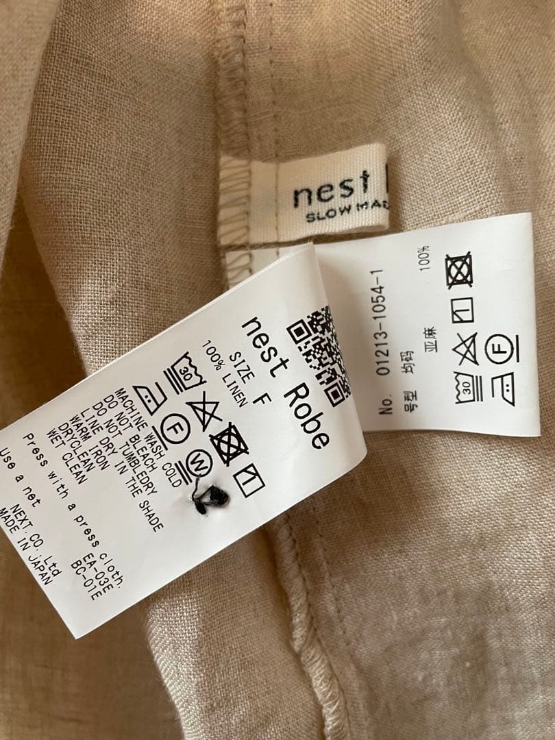 極美品nest Robeネストローブ　リネンスモックドレスワンピース