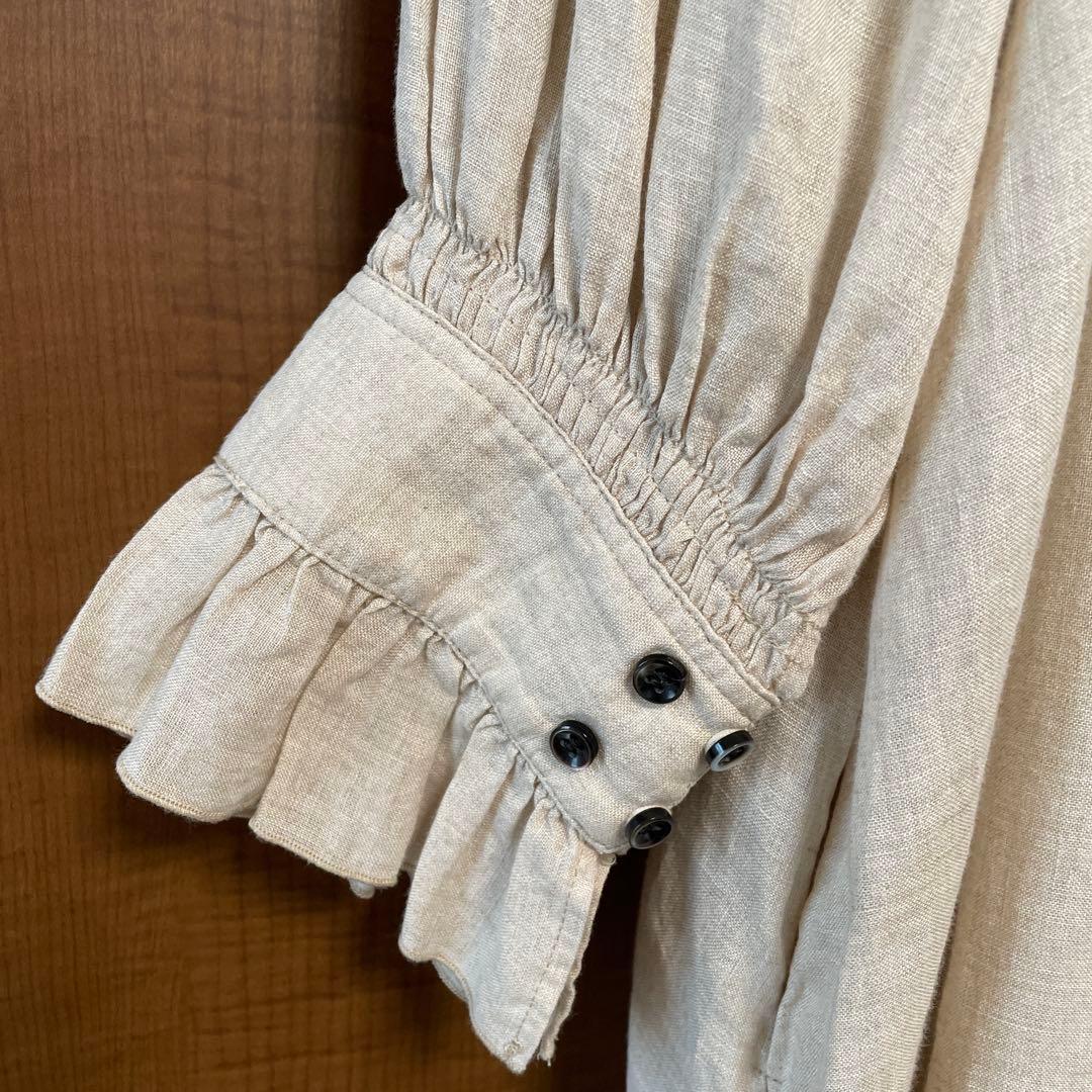 極美品nest Robeネストローブ　リネンスモックドレスワンピース