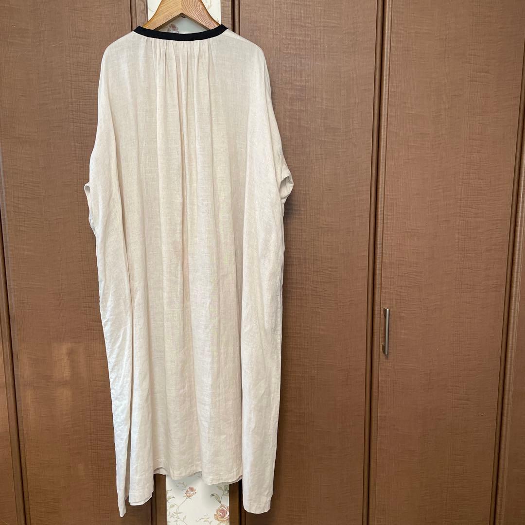 極美品nest Robeネストローブ　リネンスモックドレスワンピース
