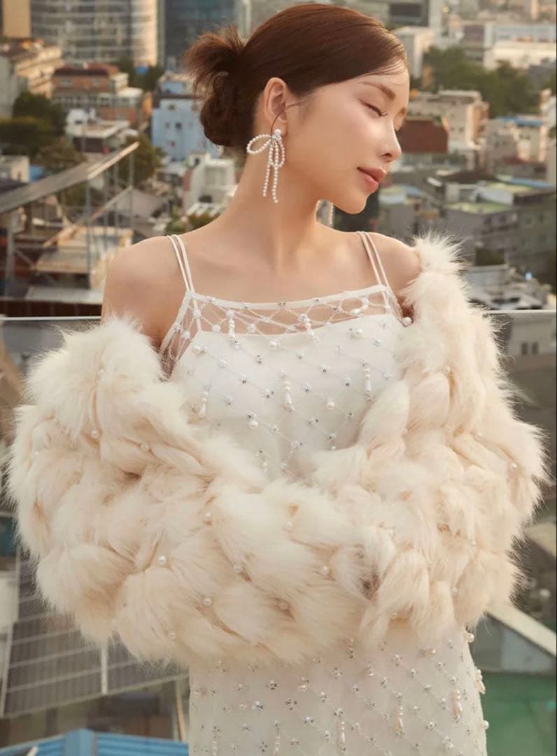 eimy istoire パール付ファージャケット （WHITE）