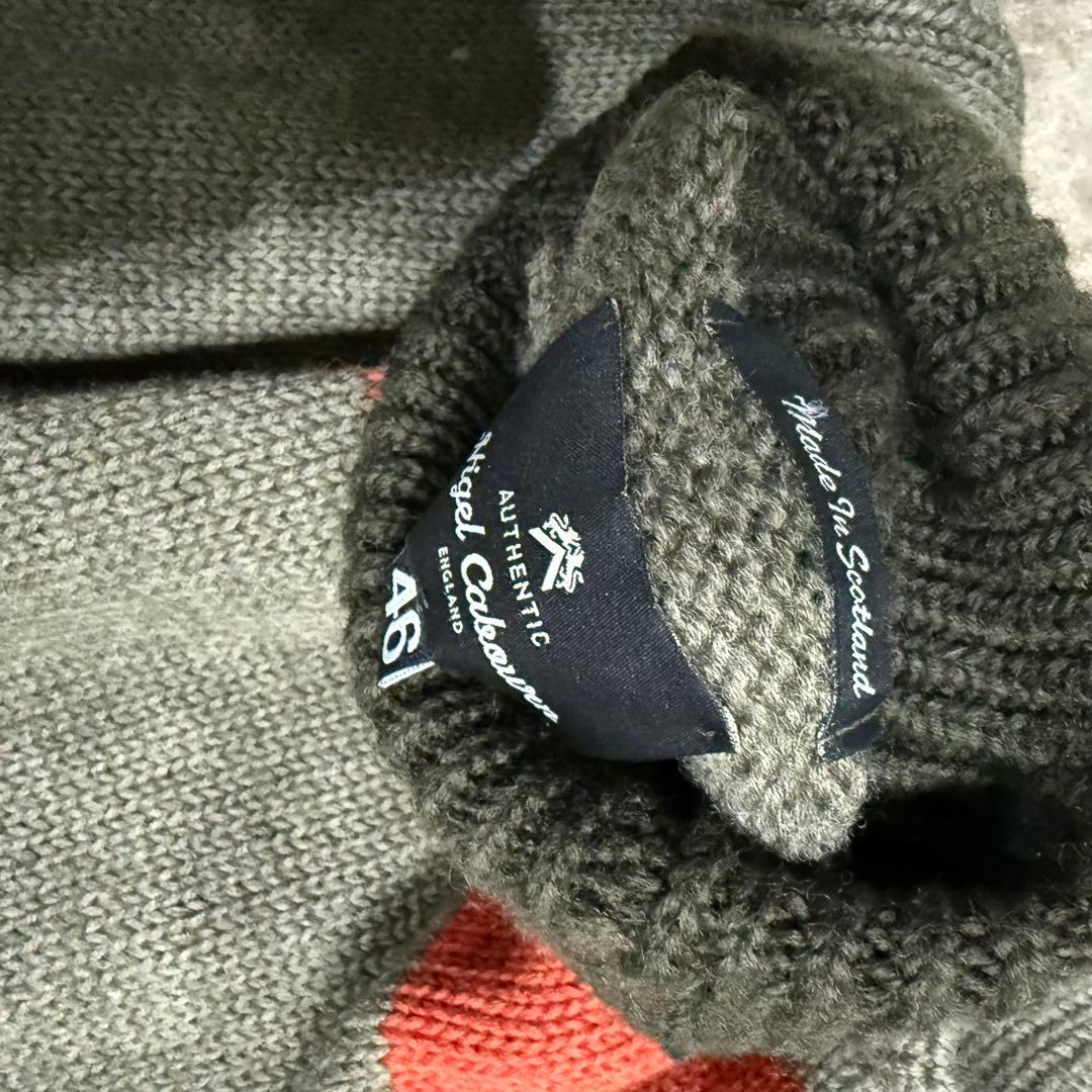 Nigel Cabourn stripe wool ロールネック ニット　uk