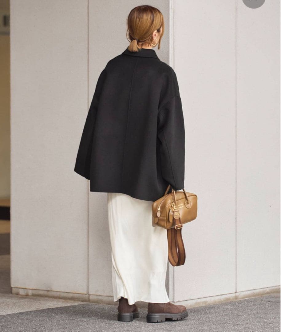 新品タグ付 FRAMeWORK ハミルトンバルカラーミドルコートブラック38