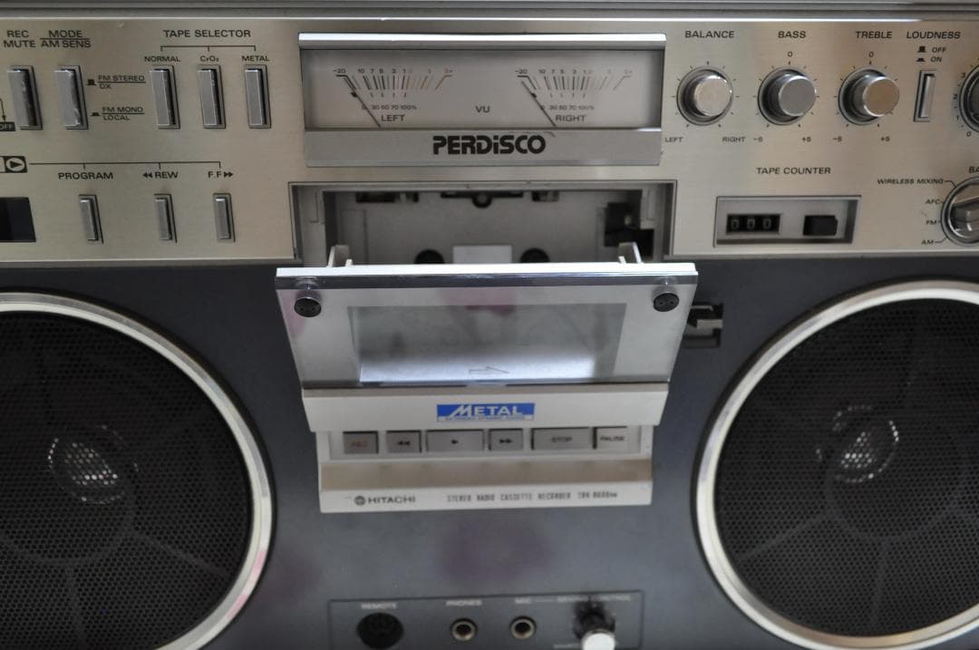 希少 日立 パディスコ ラジカセ TRK-8600 青 レトロラジオ 動作品