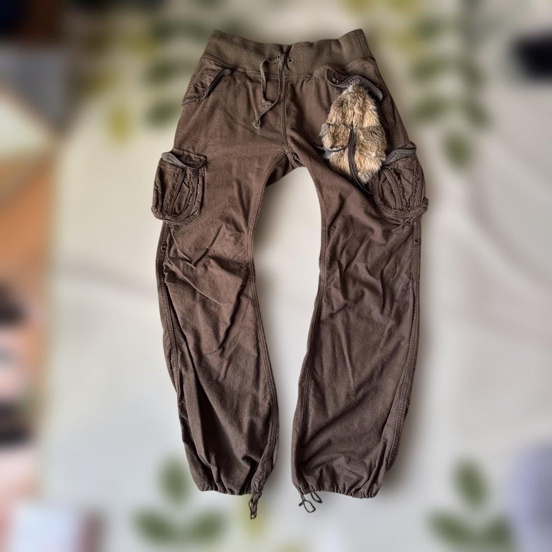 goa ゴア ワークパンツ カーゴパンツ リアルファー付き ブラウン系