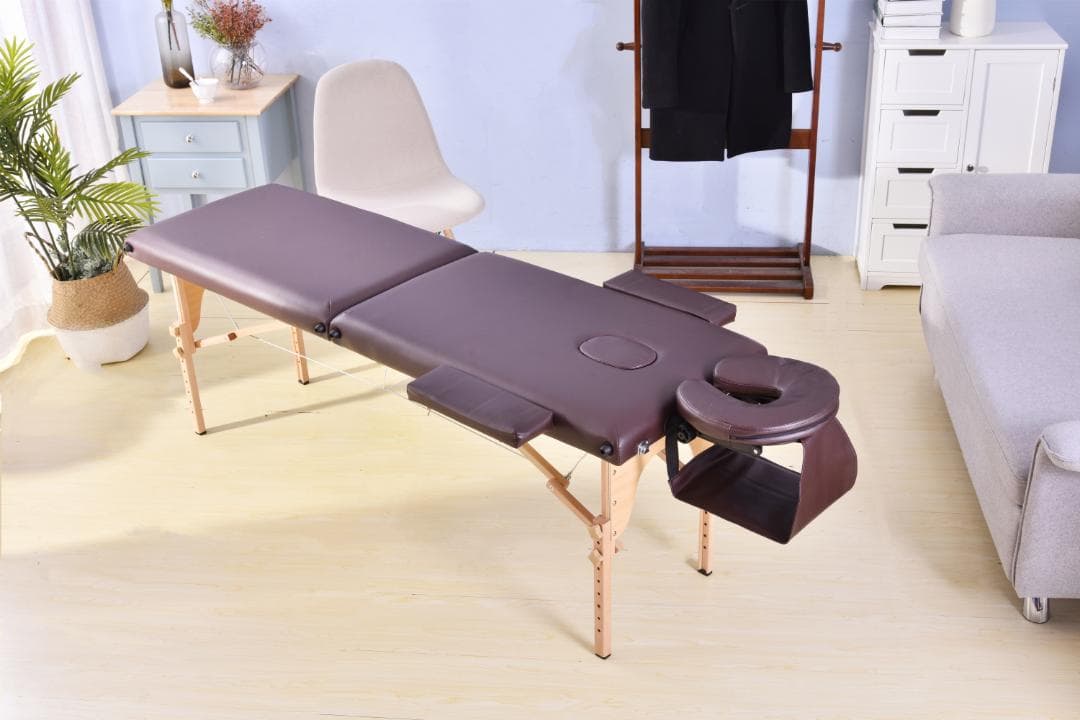 ブラウンマッサージベッド 折りたたみ コンパクト超軽量エステベッドマッサージ台