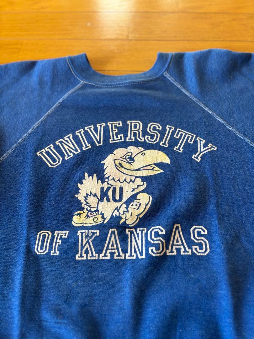 70s ヴィンテージスウェット カラーフロッキー カンザス大学 ビンスエ