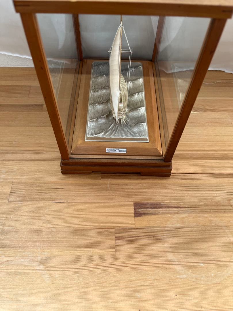 篠*原様 銀属製帆船模型 ガラスケース付き