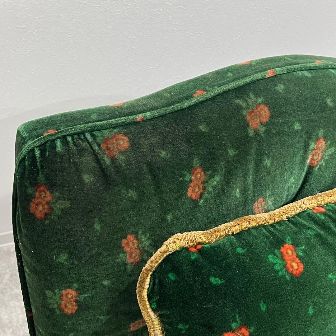 花柄ベルベットソファ 2人掛けソファ 昭和レトロ クッション付き アンティーク