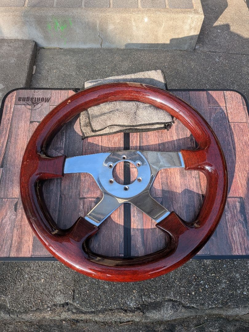 極太　ウッドステアリング　42mm ビンテージ　木目ハンドル　希少