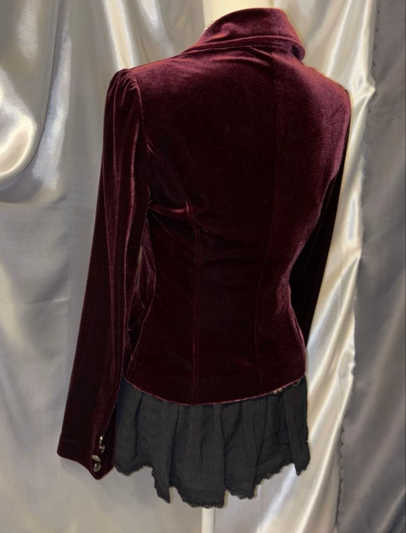 ダークコア gothic y2k ゴスロリ ベロアジャケット ワイン グランジ