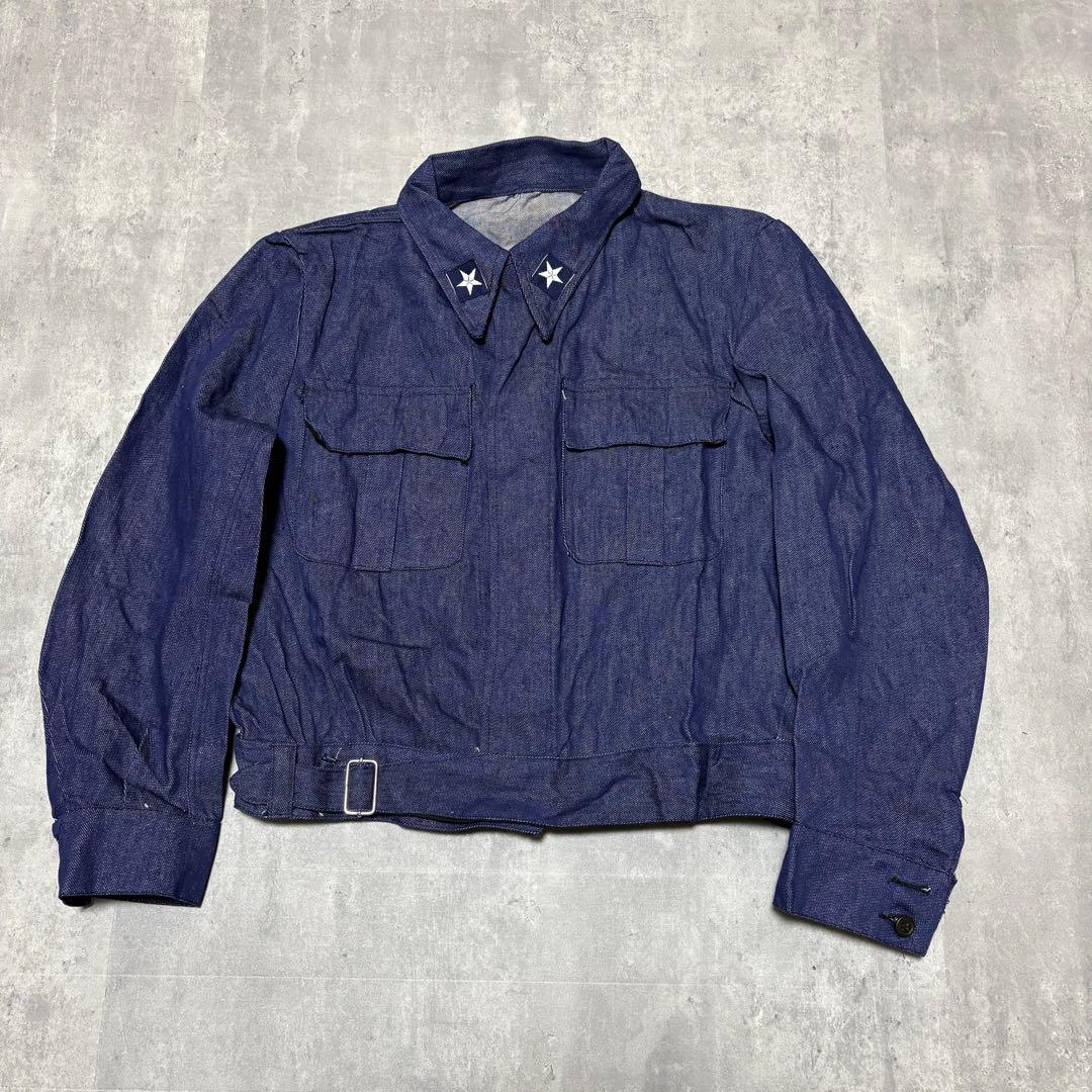 70s デッドストック　イタリア軍　デニムジャケット　ミリタリー　ノンウォッシュ